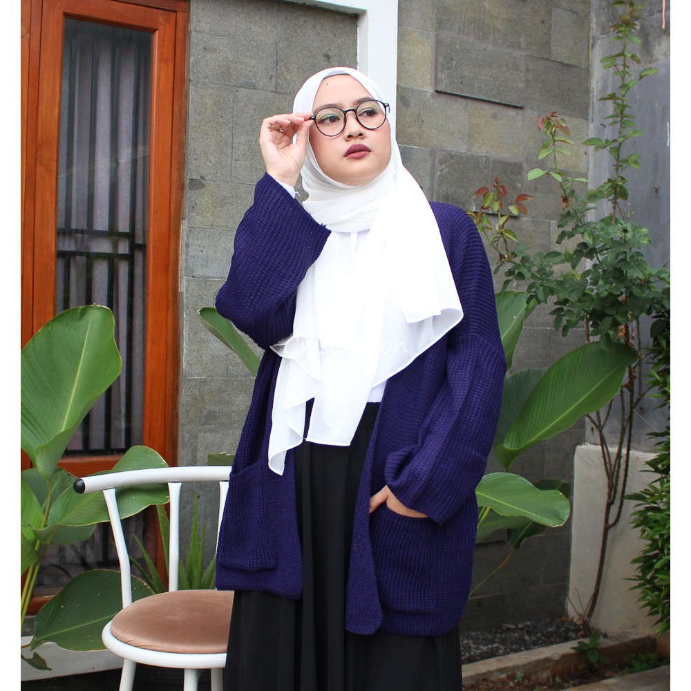 Cardigan Rajut Oversize PREMIUM Kardigan Rajut Jumbo TEBAL-NAVY