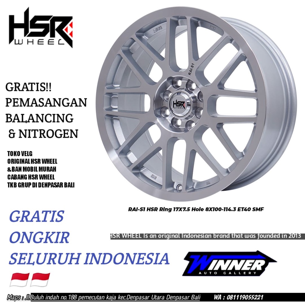 Velg Mobil Terlaris HSR RAI S1 Ring17 Cocok Yaris Brio Agya Ayla dll