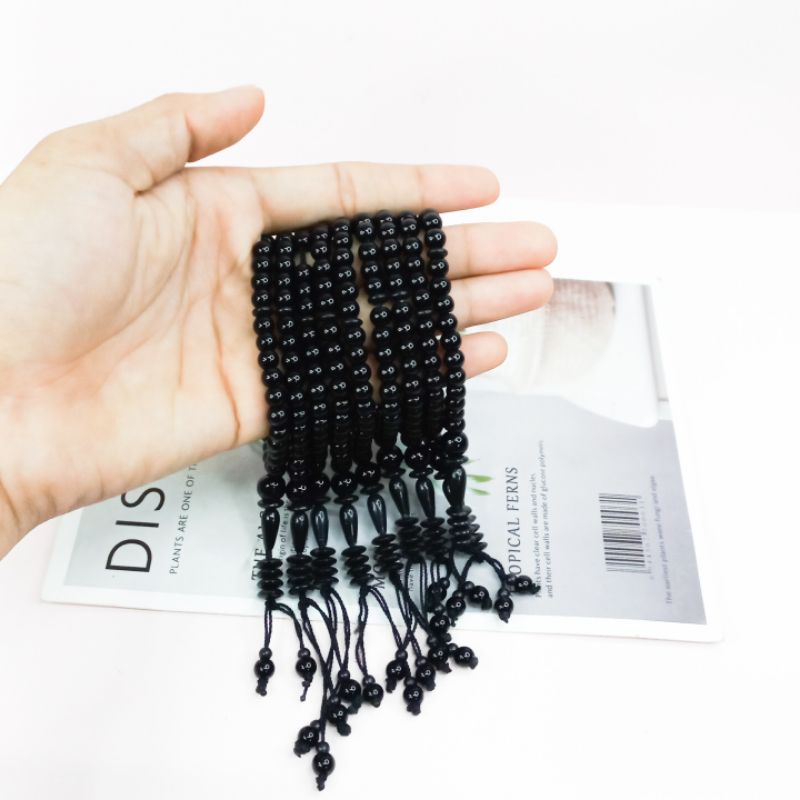 gelang Tasbih Mote Black Jade Isi 1pcs Tasbih 66mm 33butir