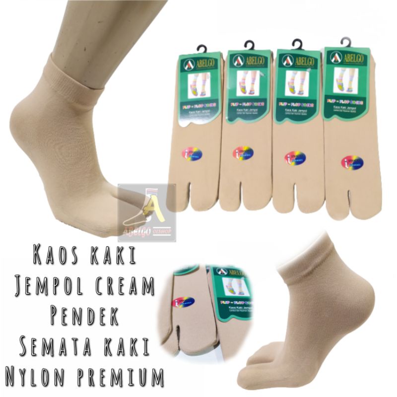 kaos kaki jempol pendek semata kaki cream polos/hitam polos/kaos kaki wanita jempol polos pendek/kaos kaki jempol flipflop