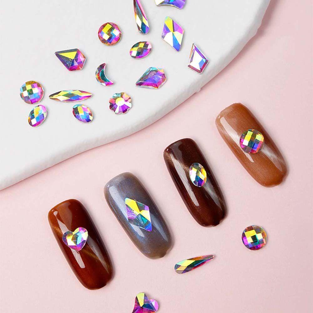 AUGUSTINA Agustina Aurora Nail Art Rhinestones Symphony Fashion Berbentuk Tidak Teratur Cinta Hati Segitiga Hiasan Kuku 3D Perhiasan Kuku