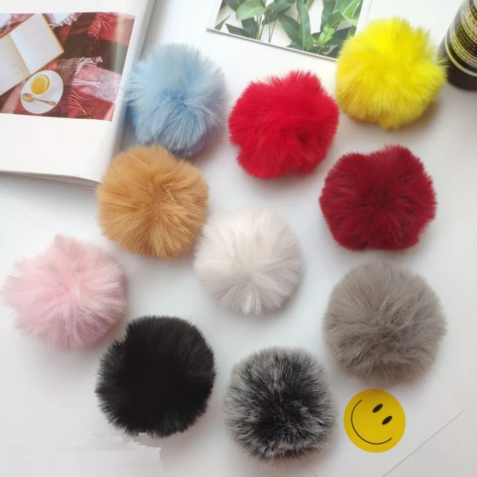 Pop Socket Bulu Holder Pom Pom Bulu Warna Warni