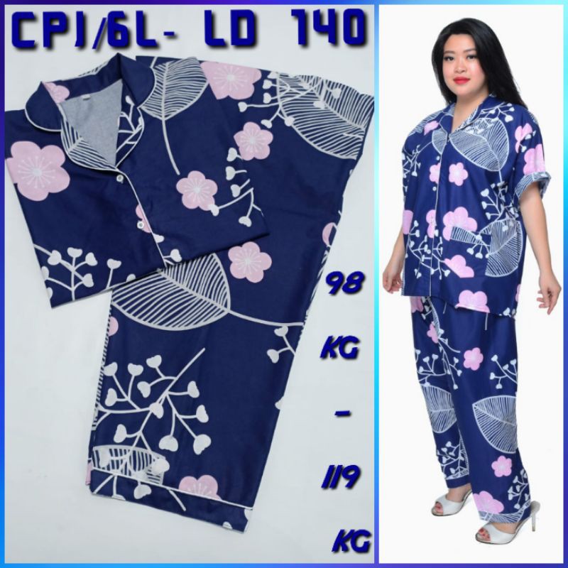 baju tidur jumbo LD 140 bahan katun motif karakter setelan