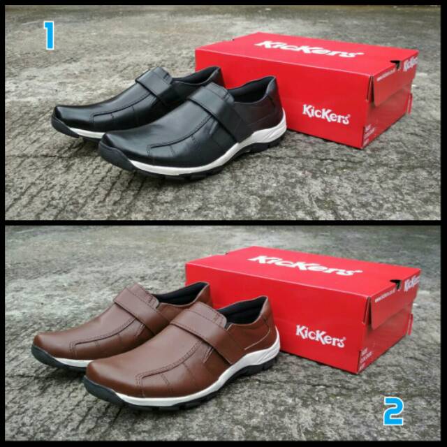 SEPATU KICKERS CASUAL SLOP SUEDE ASLI SLIPON PRIA KERJA KANTOR FORMAL SANTAI ANAK LAKI KREN MRAH