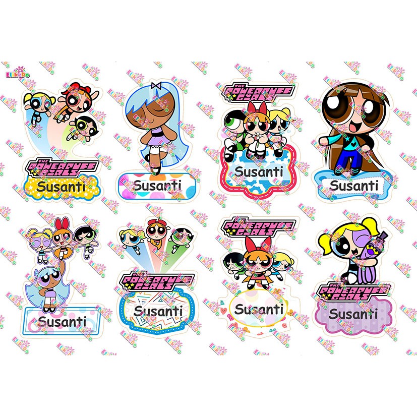 

LABEL NAMA THE POWERPUFF GIRLS 32 STIKER - WATERPROOF - 4 Nama PG2XL4