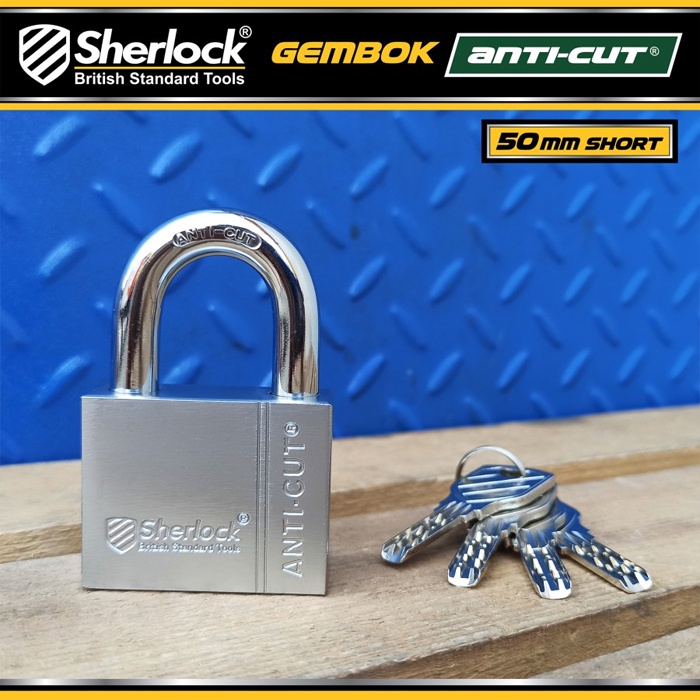 Gembok Original Sherlock Tools ANTI CUT 50 mm Pendek