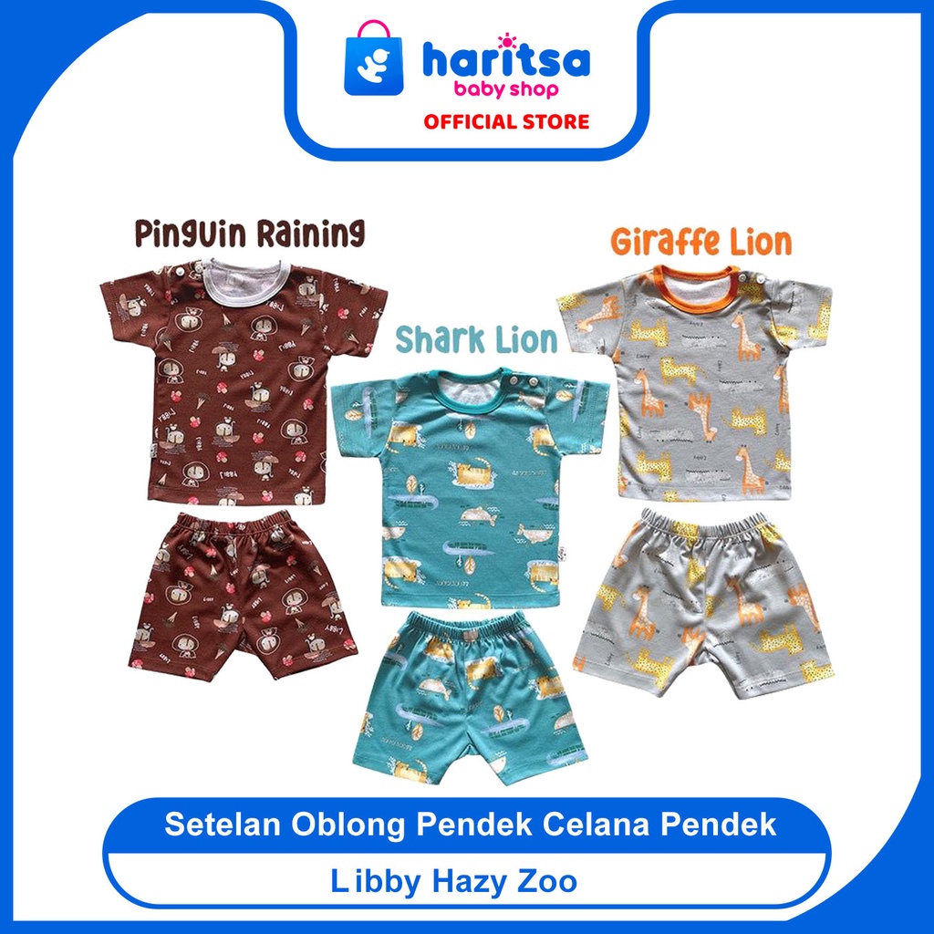 Libby Setelan Oblong Pendek SML - Libby baju bayi Setelan mix/Piyama anak/Piyama bayi Hazy Zoo