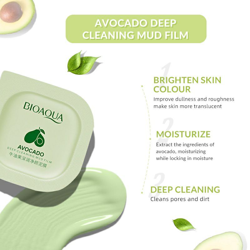 [✔️BPOM] BIOAQUA Face Mask centella asiatica/Hyaluronic acid/Avocado deep clean