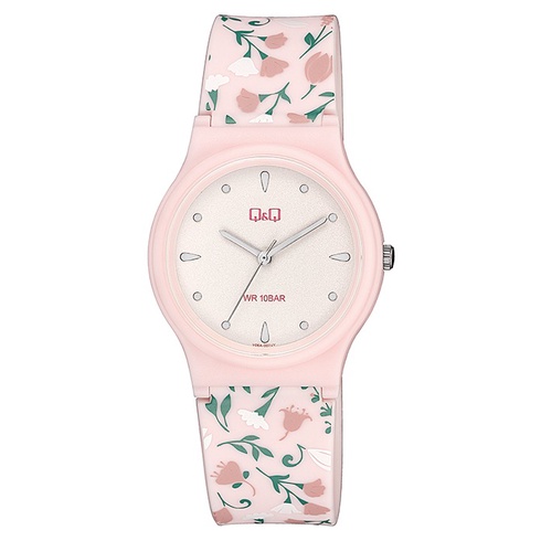 Q&amp;Q QnQ QQ Original Jam Tangan Wanita Motif Bunga Analog Rubber - V06 V06A Water Resist 10 BAR