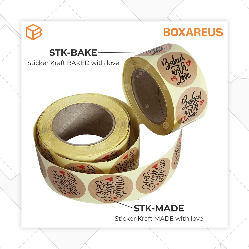 Stiker Kraft Made / Baked With Love | Sticker Label Seal Decor