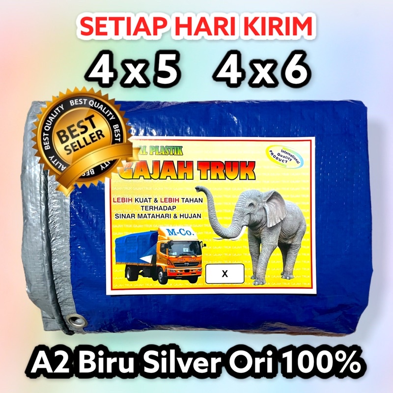 TERMURAH Terpal Plastik A2 4x5 4x6 biru silver cap gajah truk awet murah