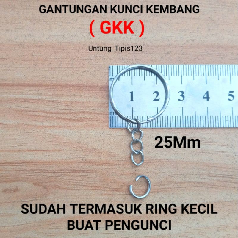 Ring ganci Gerigi uk 25 mm model kembang Ring gantungan kunci Ring bahan Nikel