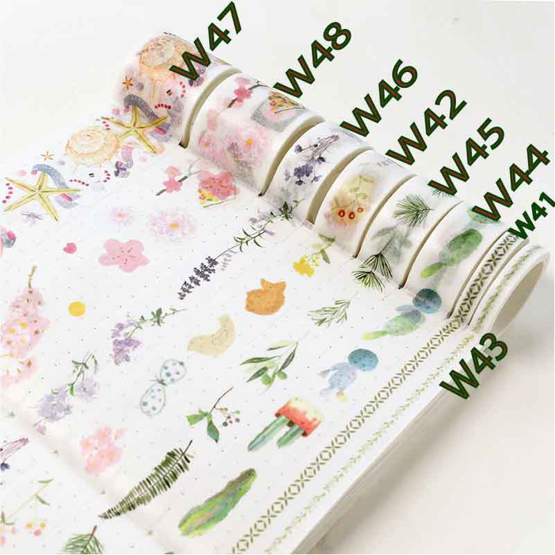 

SHARE WASHITAPE 20CM SELOTIP WASHI TAPE BUJO MATERIAL JOURNALING KIT WASHITAPE MOTIF TUMBUHAN HIJAU