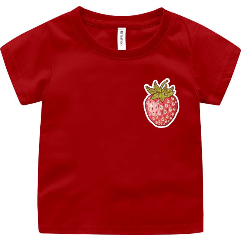 Baju Kaos Anak cewek Strowberry Unisex Atasan Anak Terbaru Baju Oblong Anak Anak