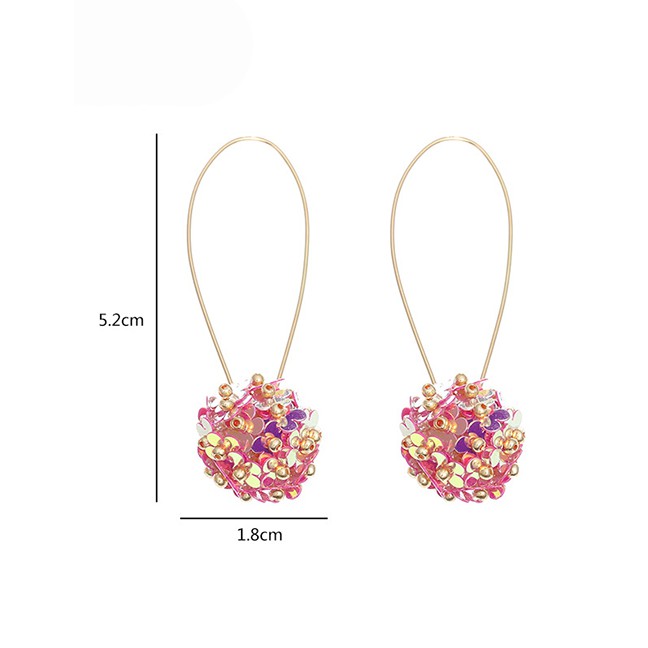 LRC Anting Tusuk Fashion Handmade Sequin Flower Alloy Geometric Earrings K27031
