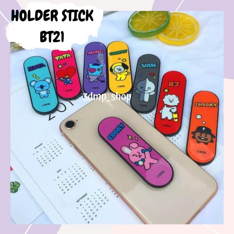 Holder stick Popsocket Iring hp ponsel BT21 BTS Jungkoook Jin RM JHope Rapmon Van Rj Mang Koya Tata