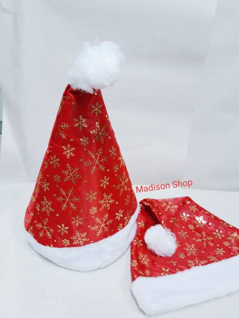 TOPI NATAL TEBAL SNOWFLAKE GOLD SILVER TOPI NATAL TEBAL KADO DEKORASI MERRY CHRISTMAS