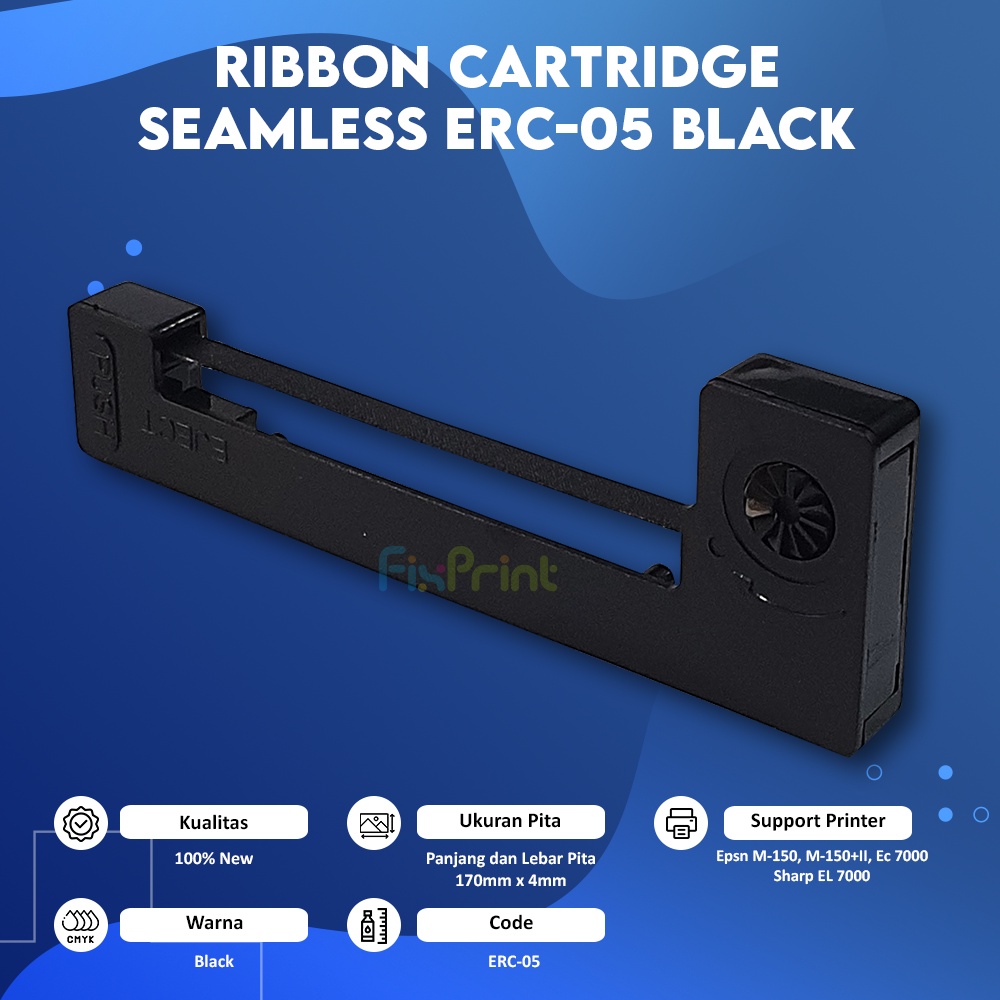 Cassette Pita ERC05B Printer Epsn M-150 M-150+II EC 7000, Compatible Ribbon ERC-05 Seamless Black New Compatible