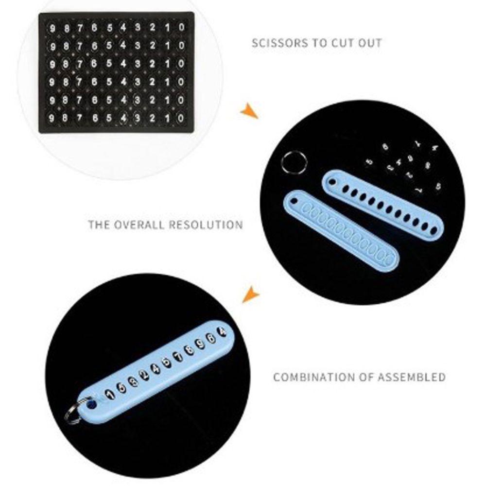 Agustinina Nomor Telepon Gantungan Kunci Kreatif Warna-Warni Portabel Auto Aksesoris Kendaraan Ornamen Kunci Liontin