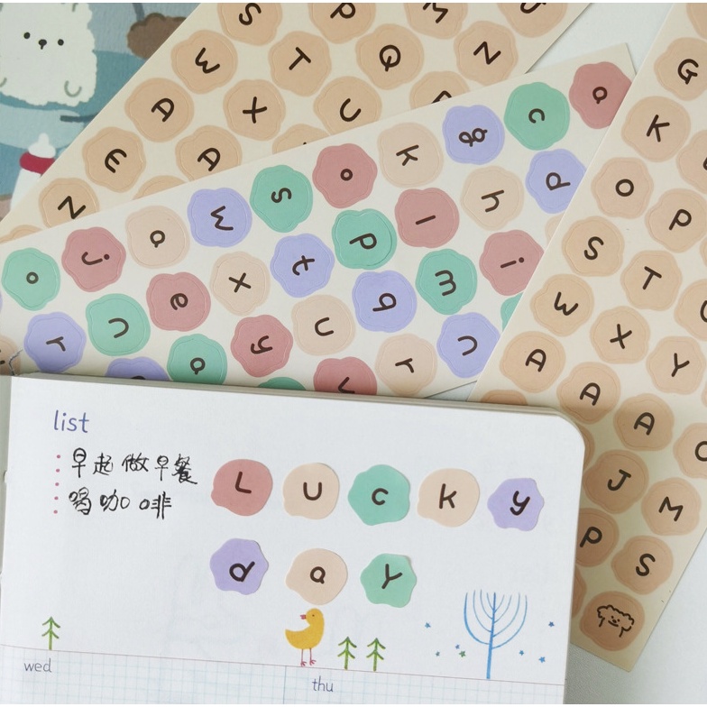 Stiker Alphabet Mini Lucu Aesthetic Warna Warni Huruf Besar Dan Kecil 1 Pc