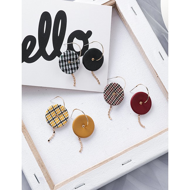 LRC Anting Tusuk Fashion Red Plush Wood Plaid Texture Earrings D49902