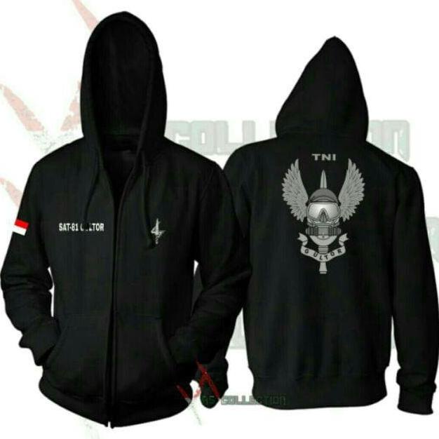 (DONE) JAKET HOODIE SLETING DISTRO GULTOR KOPASSUS TNI POLOS CUSTOM INDONESIA ORIGINAL