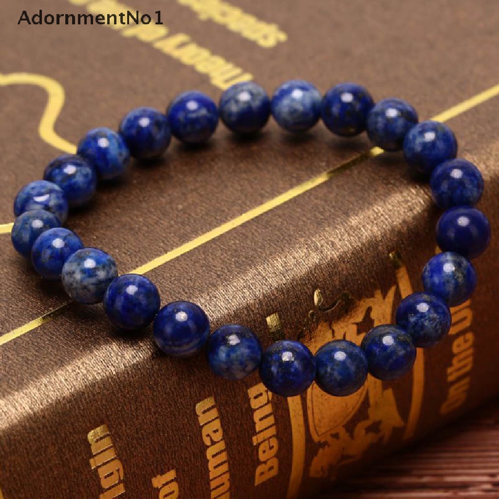 (AdornmentNo1) Gelang Tangan Manik-Manik Lapis Lazuli 8mm Elastis Untuk Unisex / Pria / Wanita