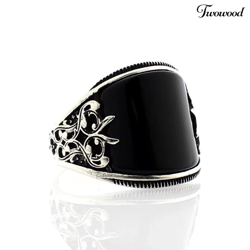 Cincin Bentuk U Motif Ukir Tahan Lama Gaya Punk Untuk Pria Dan Wanita