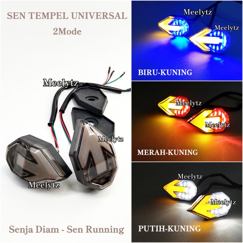 Lampu sein LED tempel fairing 2 warna senja sein running model panah