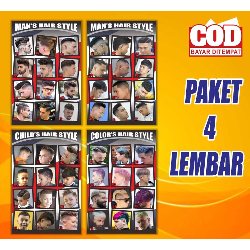 Jual Poster Pangkas Rambut Poster Barbershop Poster Model Rambut Shopee Indonesia 