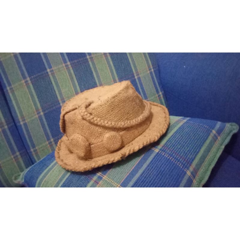 topi karung goni antik pria wanita bundar