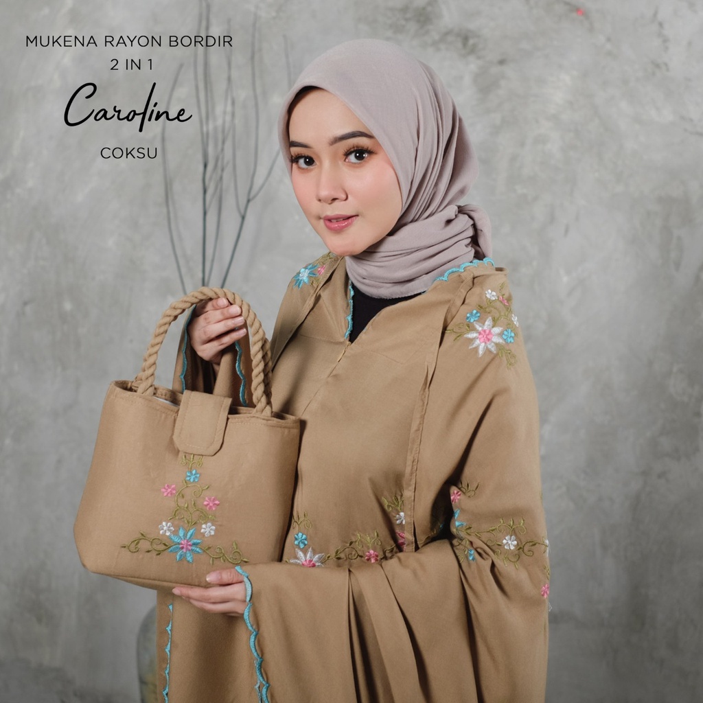 MUKENA BALI TASIK - MUKENA DEWASA RAYON BORDIR 2 IN 1 CAROLINE