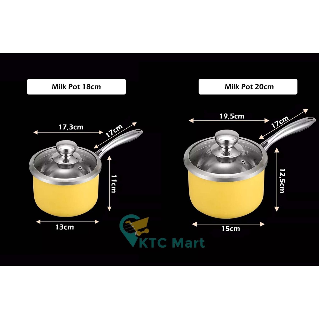 Milk Pot  Tutup Kaca TEBAL INDUKSI Panci Susu Milkpan Panci indomie Panci Sup Mie Sauce Pan Stainless Steel/ Panci Susu Stainless