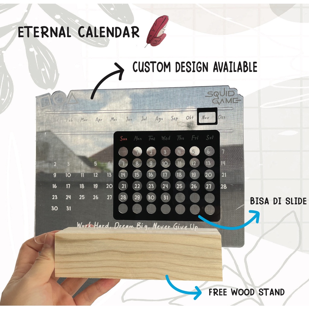 kalender abadi CUSTOM / eternal calender / kalender akrilik / kalendar duduk / calendar acrylic /  k