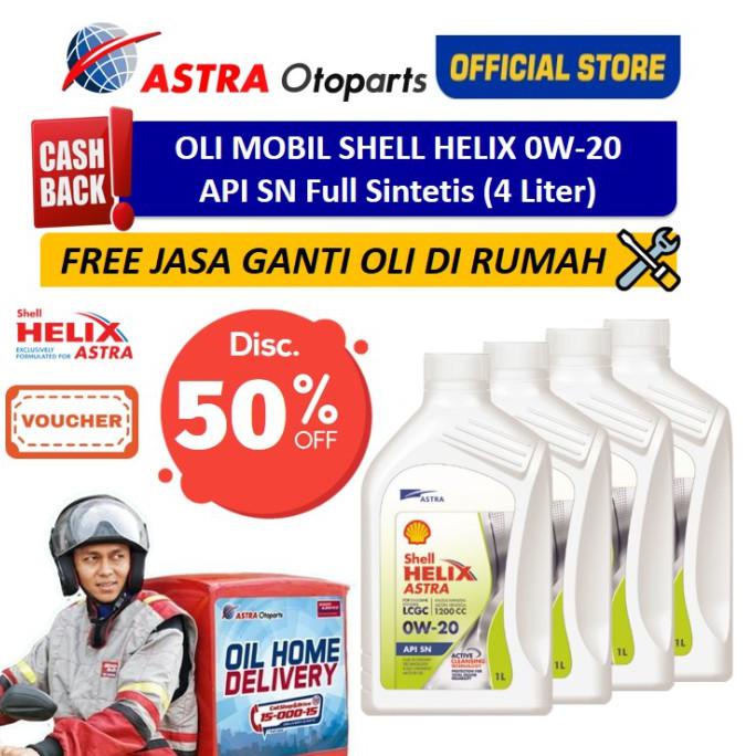 [[BISA COD]] Ganti Oli Mobil di Rumah - Shell Helix Astra 4 Liter (Voucher) - 0W-20 LCGC