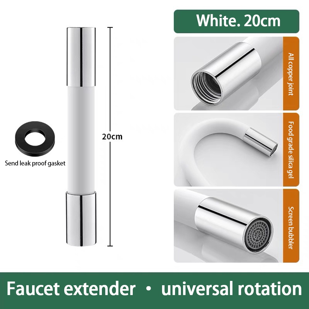 Universal 4 Points Connector Faucet Foaming Extension Tube 360° Rotatable Free Bending Faucet Lengthening Extender Wash Splash Head For Wash Basin Faucet Bathroom Faucet Extender OW