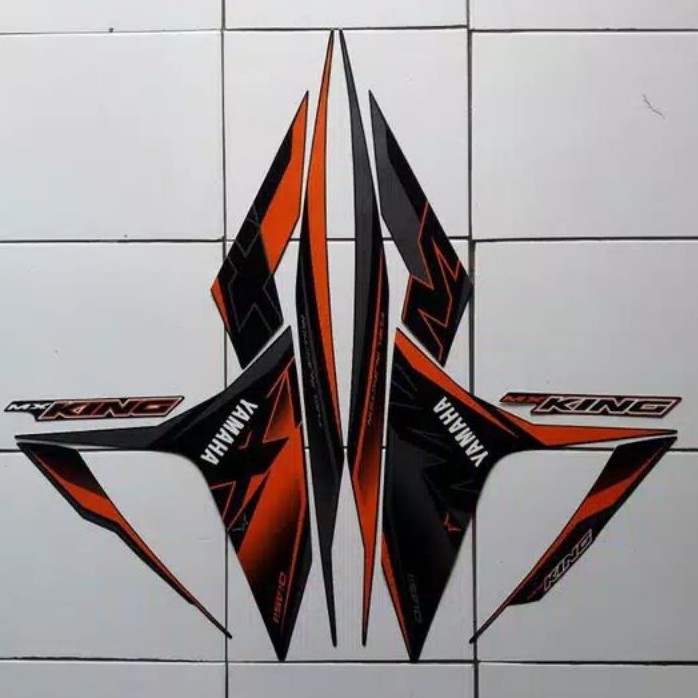 stripping sticker lis motor standar Yamaha Jupiter mx king Tahun 2019 warna hitam_orange ready stock