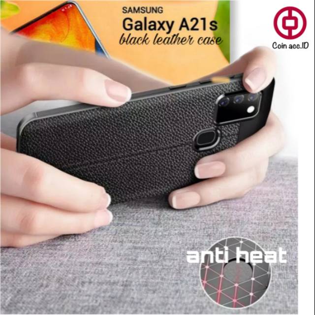 Black leather CASE SAMSUNG Galaxy seri A21S A21 A01 core A51 A71 A11 M11 M20 - Softcase anti HEAT