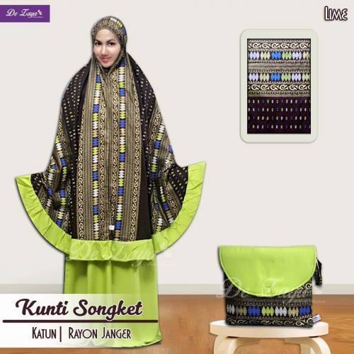 MUKENASONGKET KUNTI ATAS SONGKET LIME | |BAJU PAKAIAN WANITA MURAH CODE : 5 40 22