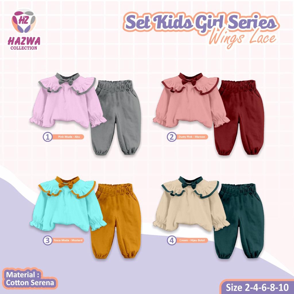 COD / SETELAN ANAK PEREMPUAN Set kids wings lace by Hazwa