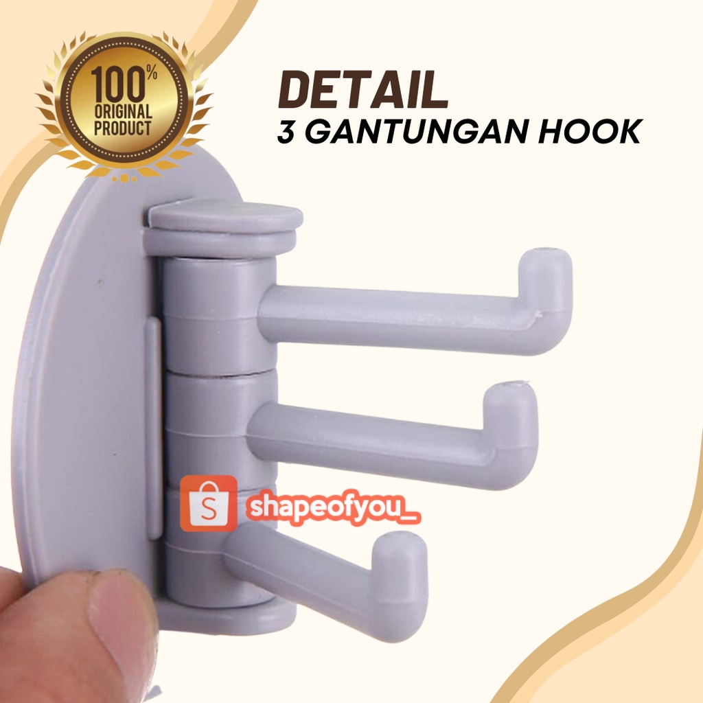 Gantungan Hanger Cantolan 3 in 1 Tempel Tembok Dinding Multifungsi 3in1 Hook Serbaguna Hiasan Dinding Hanger