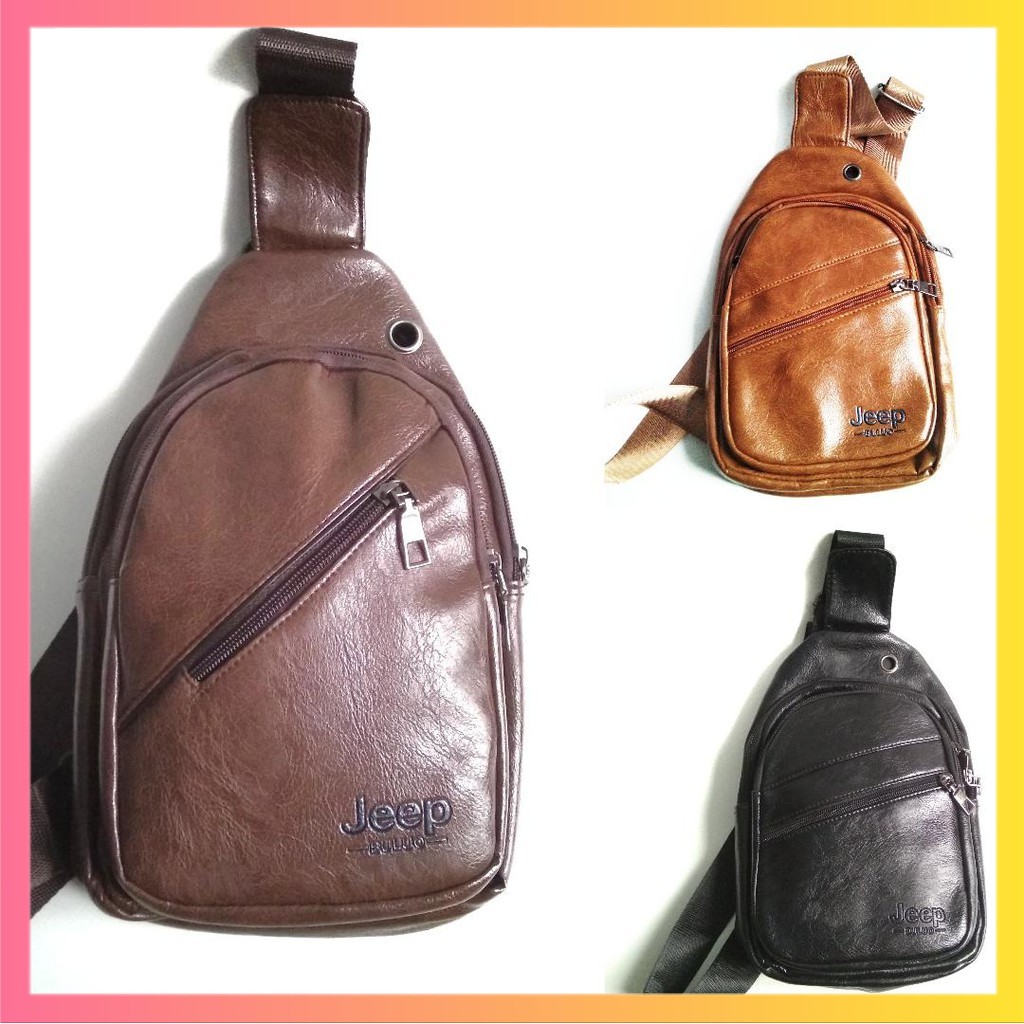 TAS SELEMPANG TAS DADA CHEST BAG PRIA KULIT JEEP BULUO