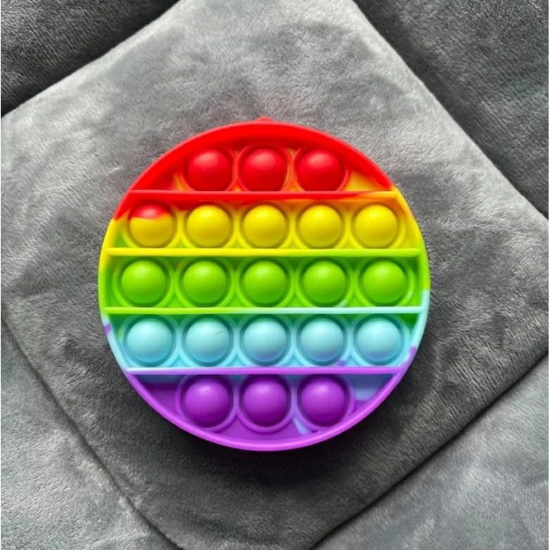 Pop It Fidget Toy Rainbow Mainan Anak Pop it Fidget Toy-Bulat Rainbow