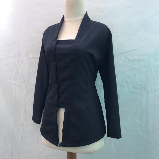 Kebaya bali mostcref bed kutu baru tangan panjang-Hitam