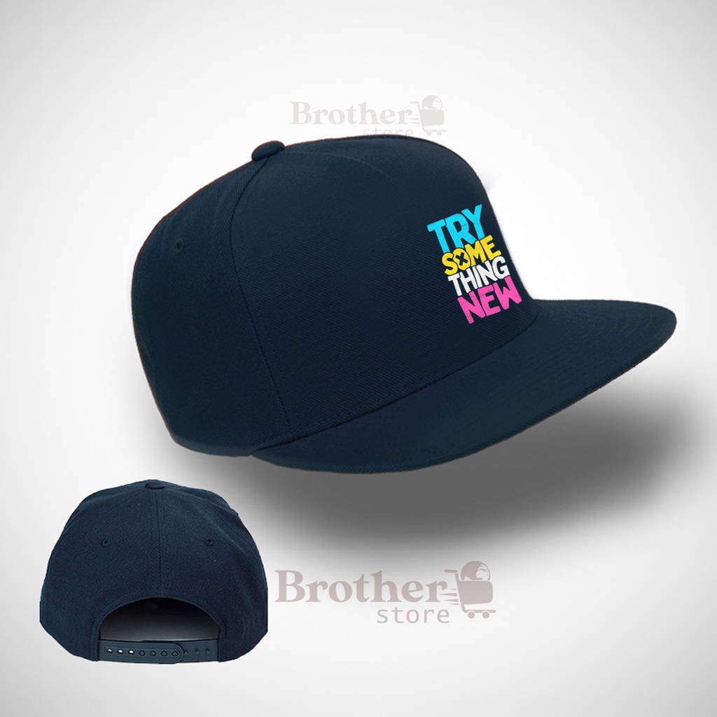 Topi Snapback Articlel try some new Snapback TEXT print  pria Marun Premium