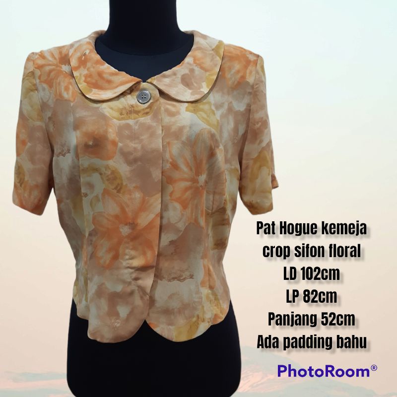 Pat Hogue kemeja crop sifon floral