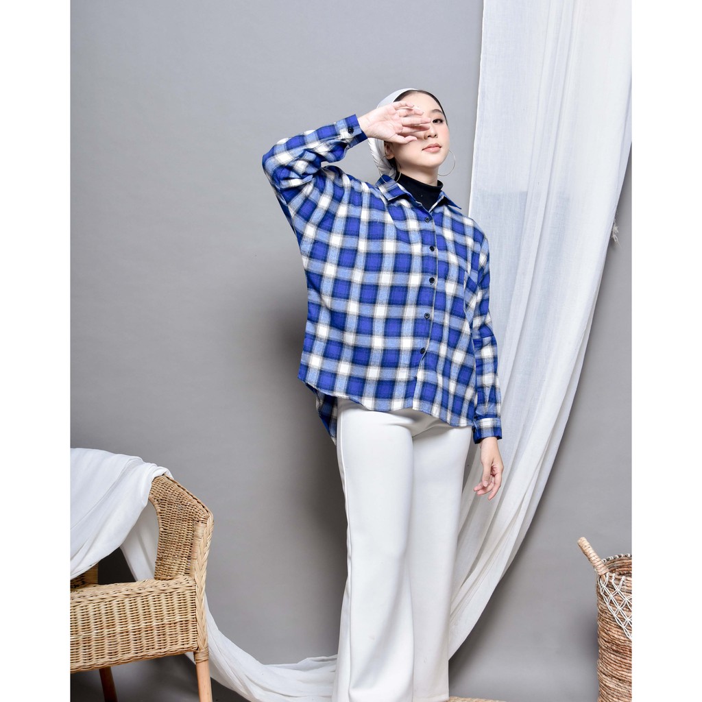 KEMEJA BOYFRIEND KOREA OVERSIZE OMBRE FLANEL PREMIUM SHIRT B341-Motif 14