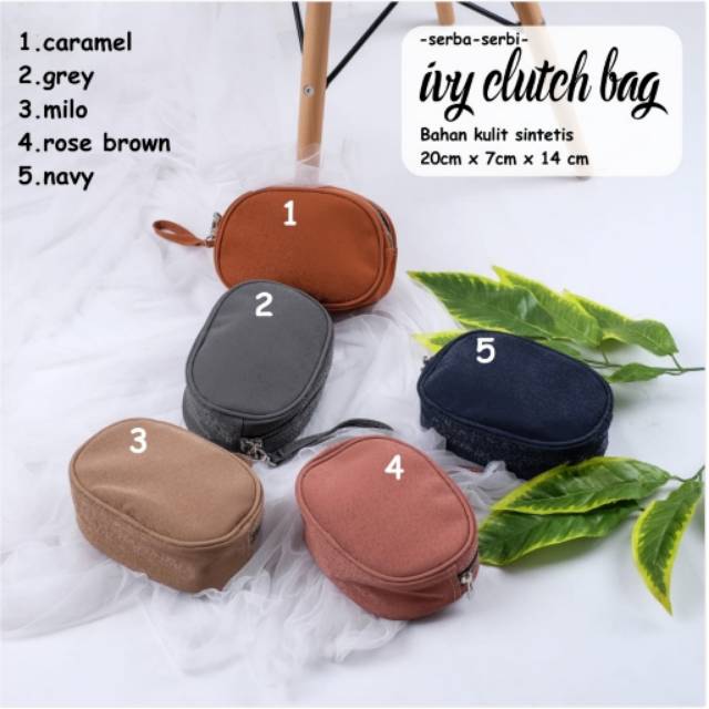 IVY CLUTCH BAG - DOMPET WANITA SIMPLE - BAHAN KULIT SINTESIS - BISA COD