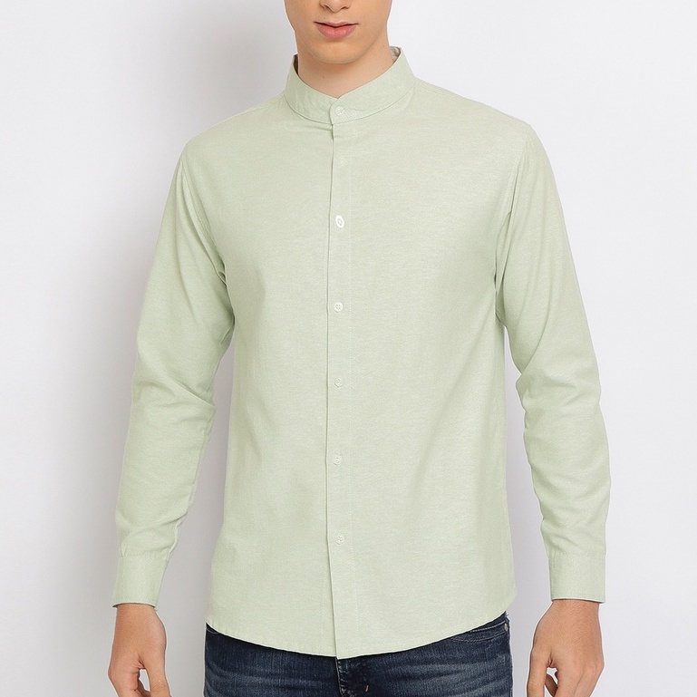 PAULMAY Kemeja Koko Formal Pria Lengan Panjang - Olive