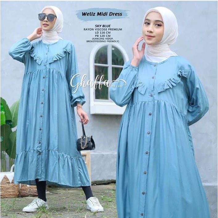 [TERBARU] BISA COD WELIZ MIDI DRESS DRESS RAYON JUMBO  FIT TO XL PREMIUM DRESS MUSLIM DEWASA MODERN